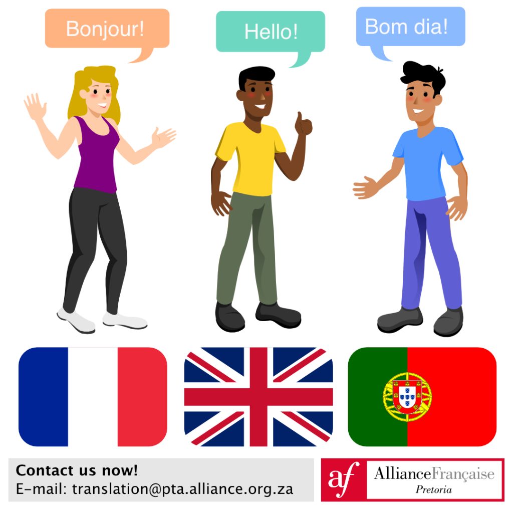 Translation services for English/French/Portuguese. Contact us on transaltions@pta.alliance.org.za